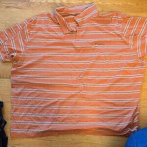 Columbia Men's Polo Shirt in Orange and White Stripes